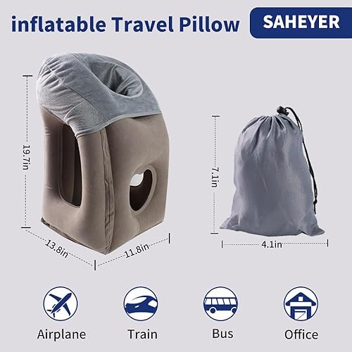 Miniatura 2 de Almohada de cuello para vuelo largo, soporte para dormir en avión, almohada inflable para vuelos, almohadas de cuello esenciales de viaje para