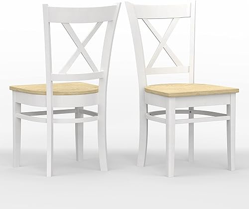 Miniatura 6 de Glenwillow Home Sillas de comedor de madera maciza con respaldo cruzado en blanco (juego de 2)
