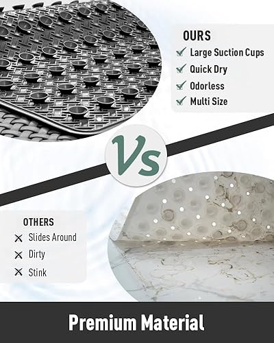 Miniatura 6 de tchdio Tapete antideslizante para bañera y ducha interior con ventosas y agujeros de drenaje, lavable a máquina para bebé y ancianos, tapete de baño