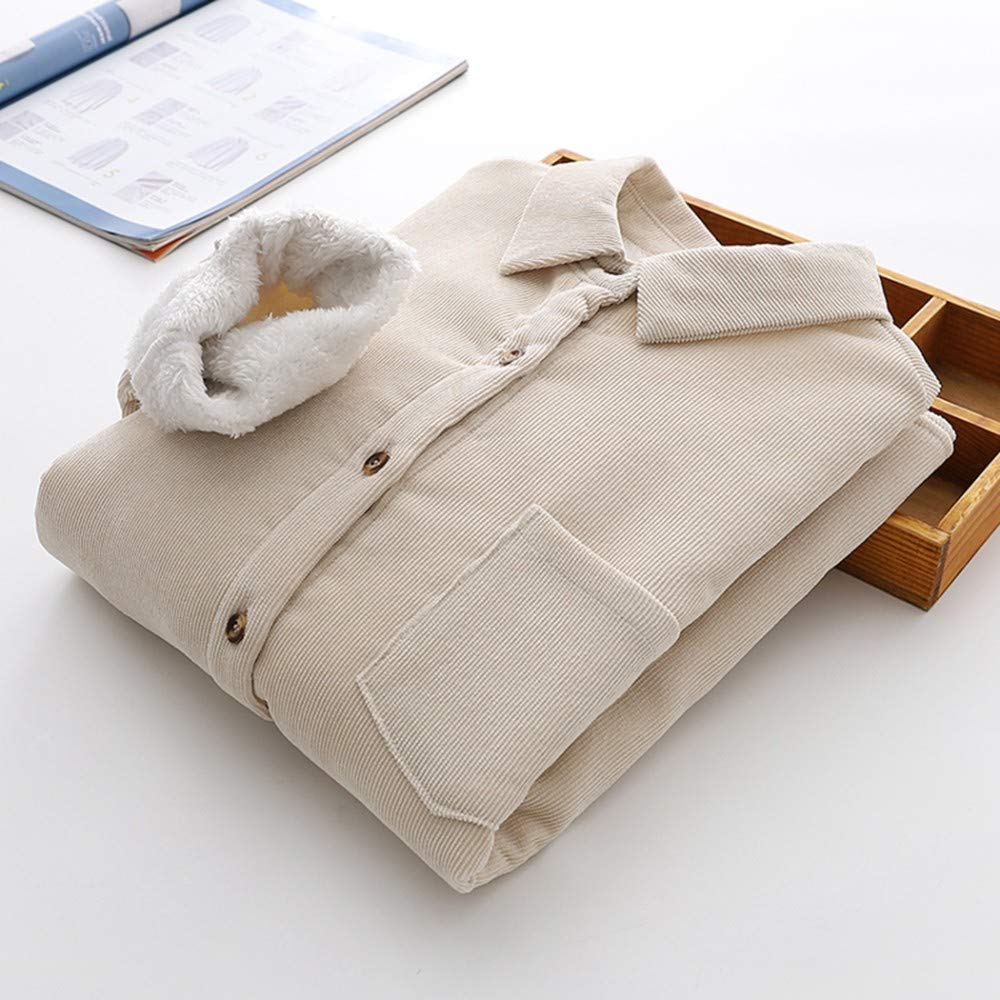 Chemise Chaude Femme,Mode Plus Velours Épaississant Dames Hiver Chemise Corduroy Simple Collège Style Dames Vêtements Veste Décontractée Élégante Partie Décontractée Beige