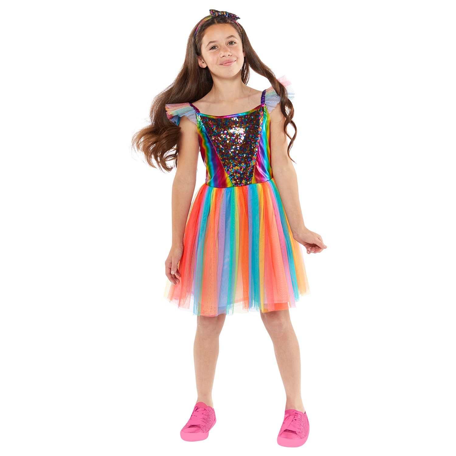Amscan 9918400 - Girls Rainbow Dress with Headband Fancy Dress Costume Age: 10-12Yrs