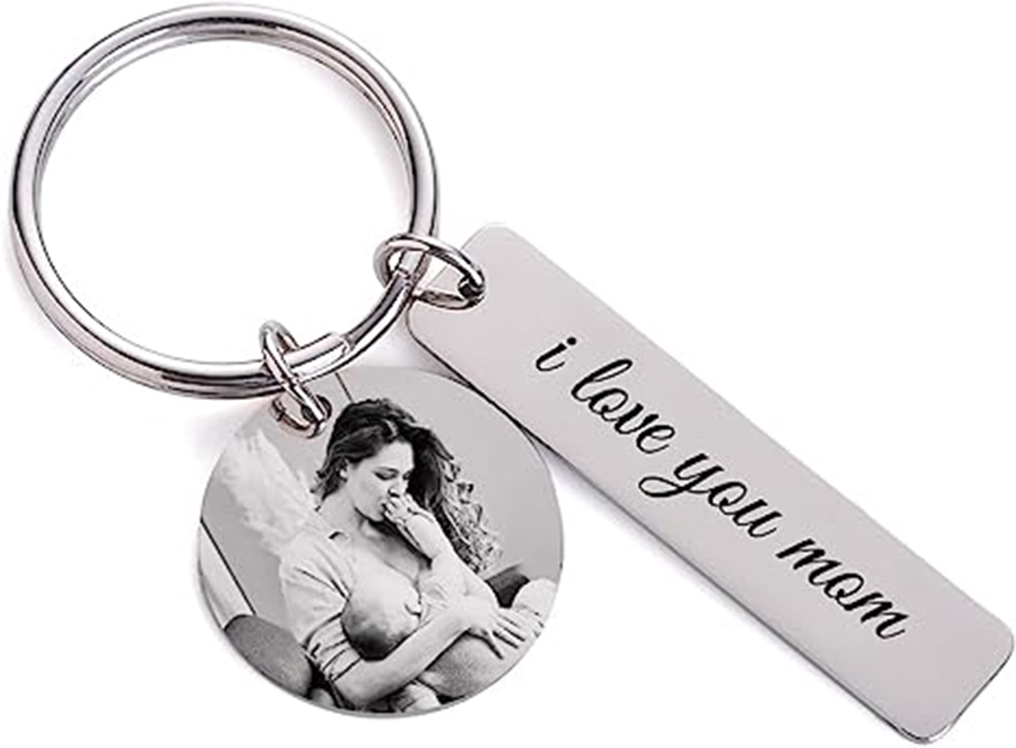 SIlver Valley Customised Photo Keychain for Loved ones Father Keyring Daughter Sister Brother Rokhi Gift on Stainless Steel on Round Shape
