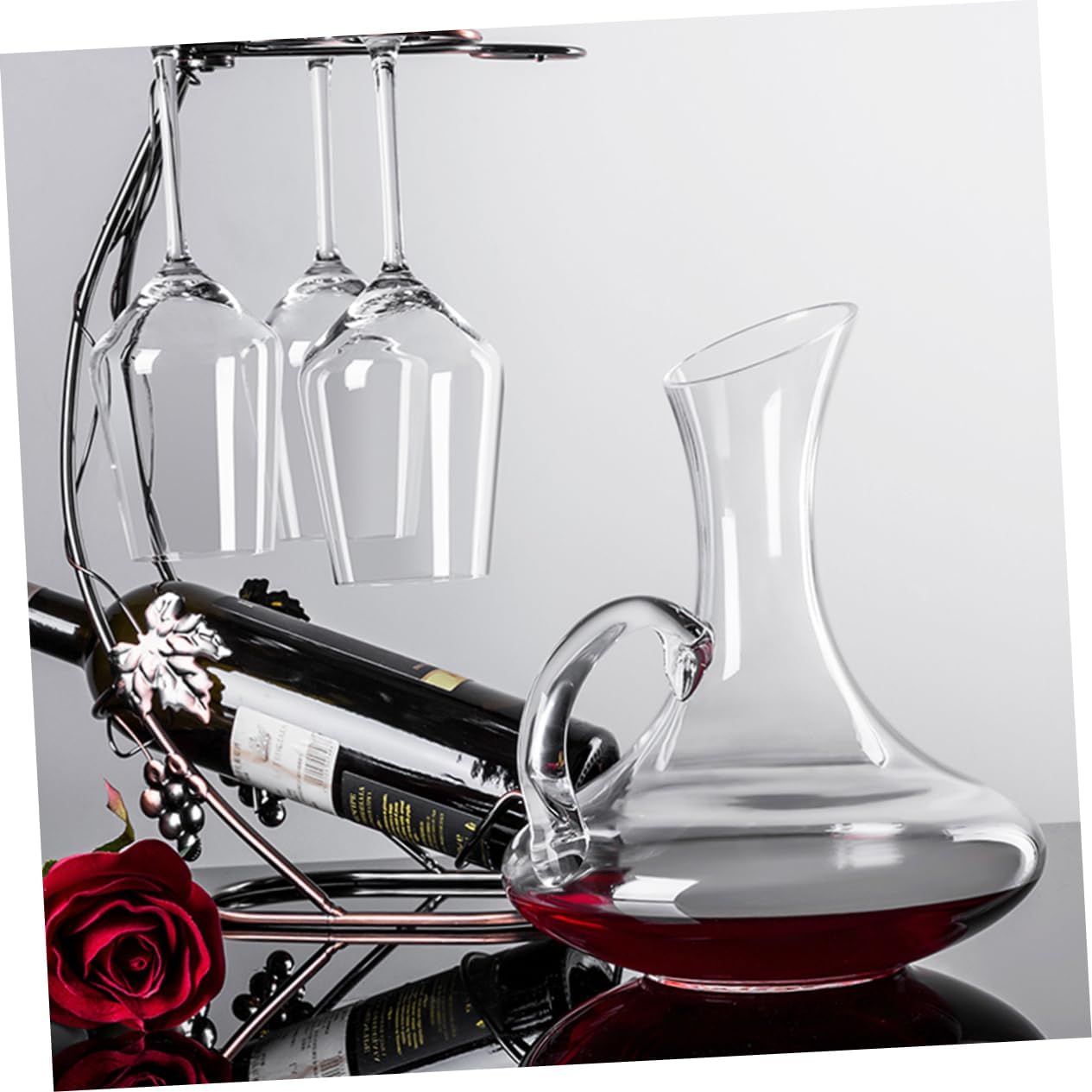 Elegant Glass Wine Decanter with Handle Unique Whiskey Bottle for Home Bar Decoration Wine Lovers and Special Occasions