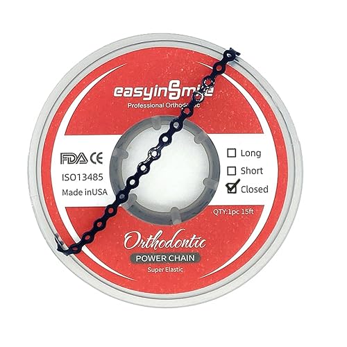 Cadenas de goma de ortodoncia dental, cadenas de potencia elásticas para tirantes (cerradas, azul profundo)