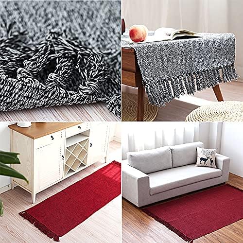 Miniatura 5 de Alfombra de baño de algodón, reversible, alfombra de trapo, tejida a mano, Chindi, para cocina, baño, dormitorio, 23 x 40 pulgadas