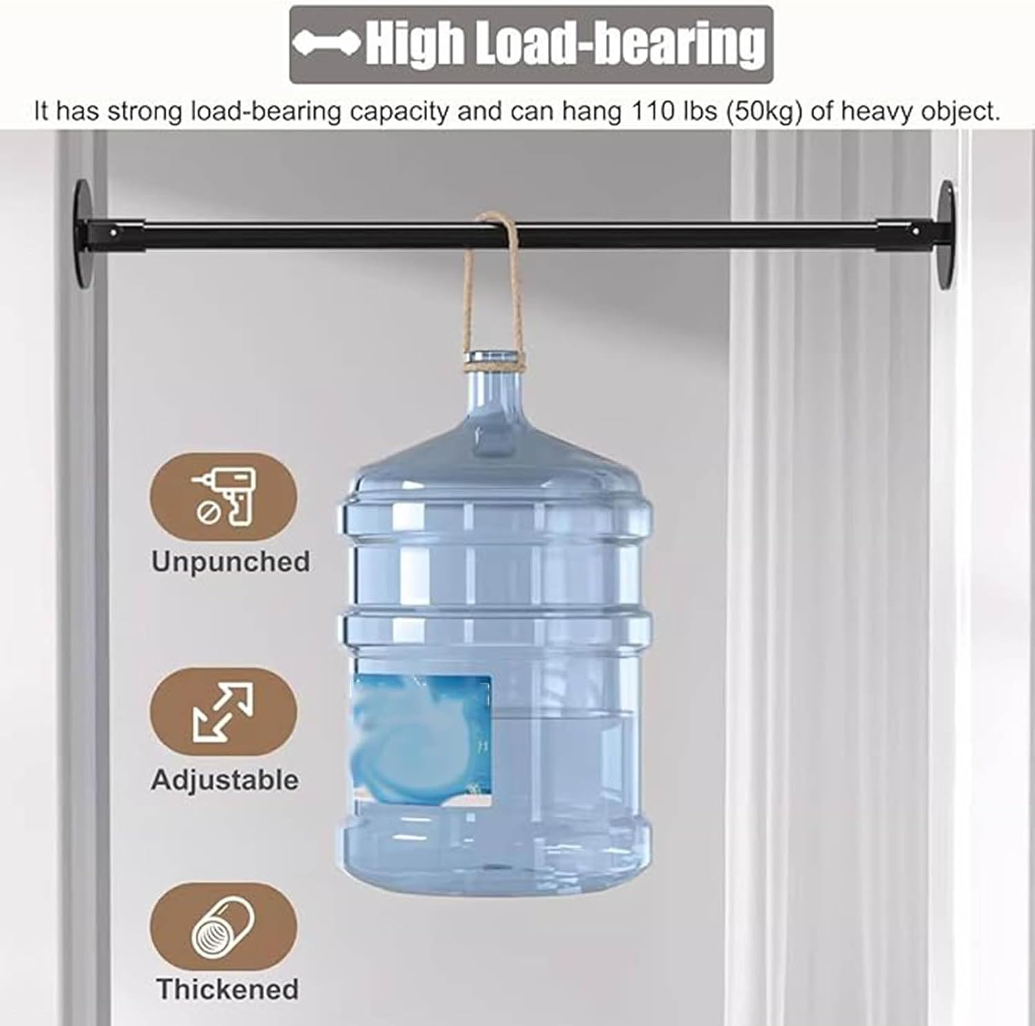 コーナーワードローブカーテンロッド 180&deg;回転可能 ステンレススチール製 伸縮ロッド 滑り止め 調節可能 ドレープサポート 95～