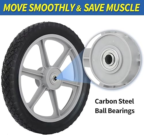 Miniatura 4 de Neumático de goma de 14 x 1.75'' y rueda de radios de plástico, longitud de cubo de 2.5'', orificio de eje de 12'', para repuesto de rueda de carro