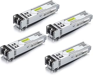 [4 Pack] 1G SFP SX LC Multimode Module 550-meter, 1000Base-SX Mini-Gbic Transceiver Compatible for Cisco GLC-SX-MMD, Meraki, Mikrotik, Netgear, Ubiquiti UniFi UF-MM-1G, D-Link,Zyxel and more