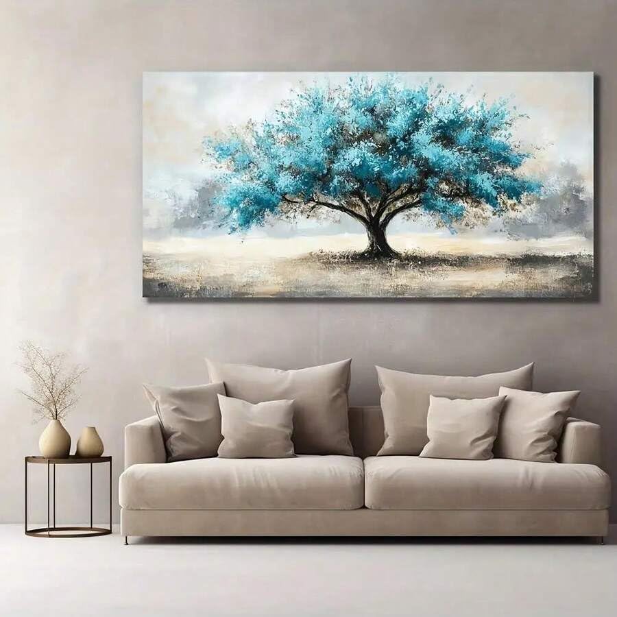 Peinture sur toile vie des arbres décoration murale forêt 60 x 120 cm