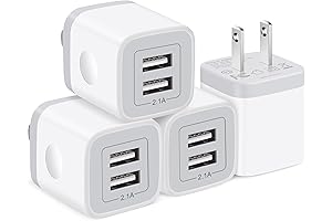 4-Pack Wall Charger, 2.1A Dual USB Power Adapter Charging Block: Essential Phone Power, Simplified