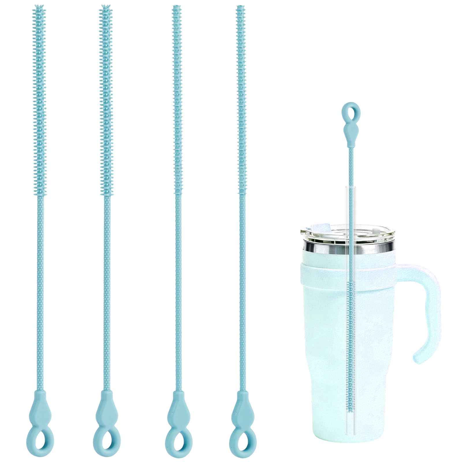 MZHJYWJW Silicone Straw Cleaner Brush,4 Pcs Straw Brush Cleaners