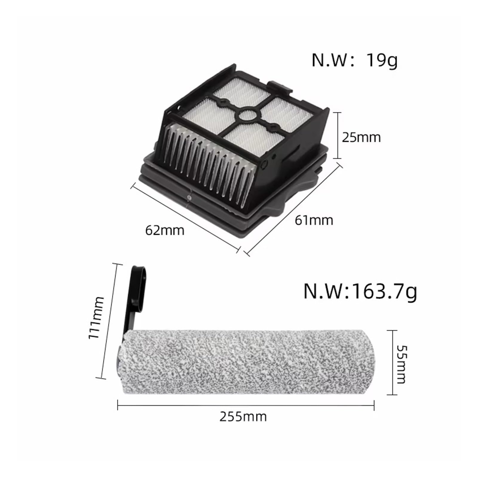 Kompatybilny z Tineco Floor One Switch S6Stretch S6 Części do odkurzacza na mokro i sucho Części zamienne Szczotka rolkowa Akcesoria Filtr HEPA(Lavender)