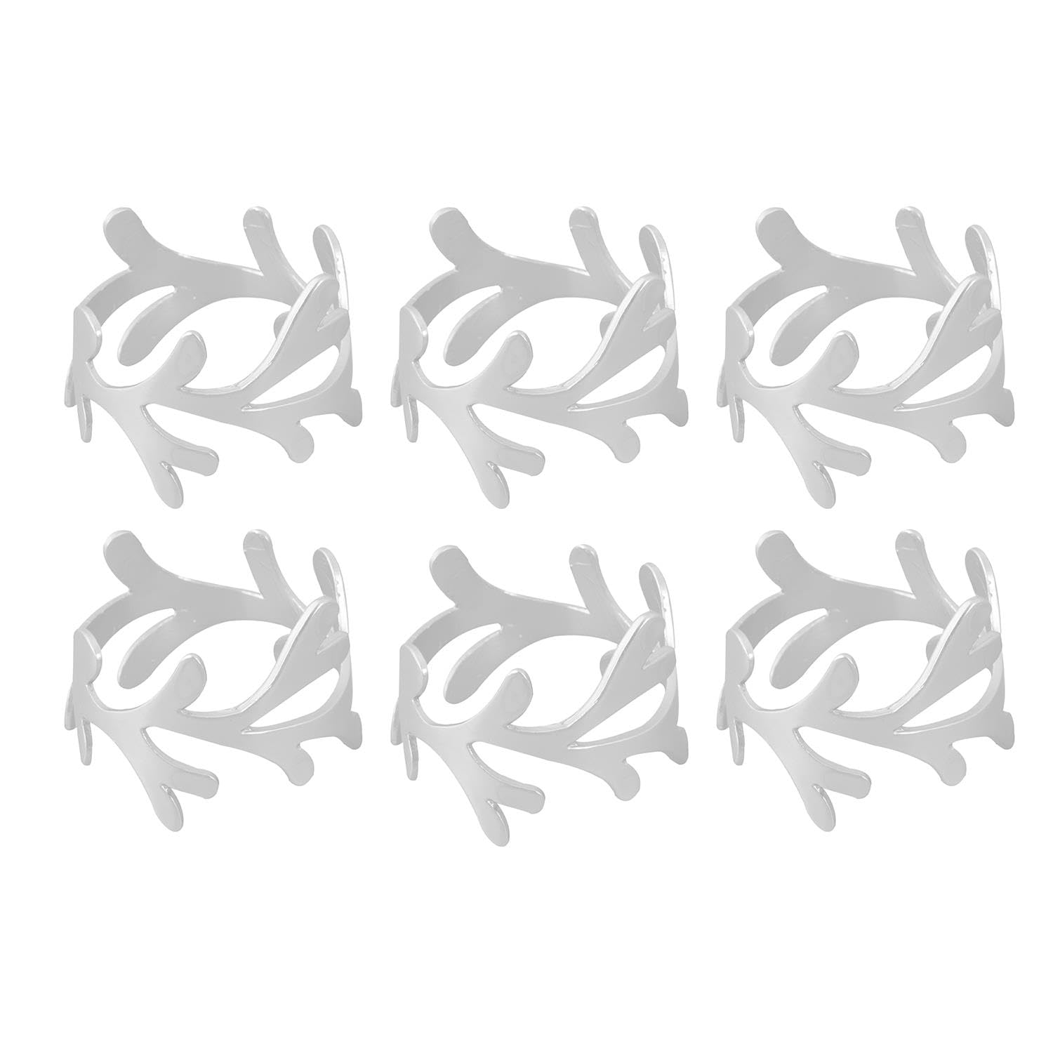 Yöl Silver Branches Set Of 6 Matte Silver Branch Napkin Rings Buckle Dinner Party Xmas Festive Serviette Holder