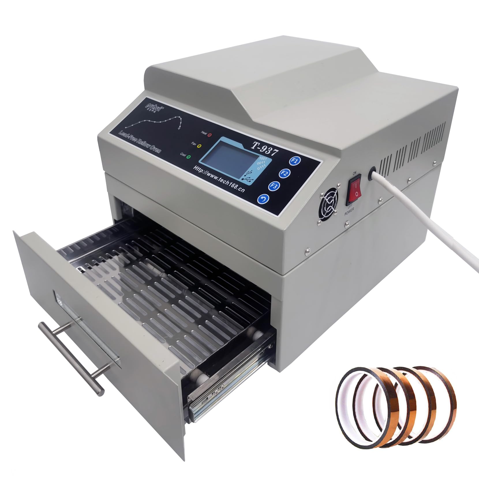 INTSUPERMAI Reflow Oven T-937 Micro-computer Control Reflow Soldering Machine Automatic Infrared & Hot Air Reflow Oven 306 mm×322mm Drawer Size Lead Free Reflow Soldering Machine 110V 2300W