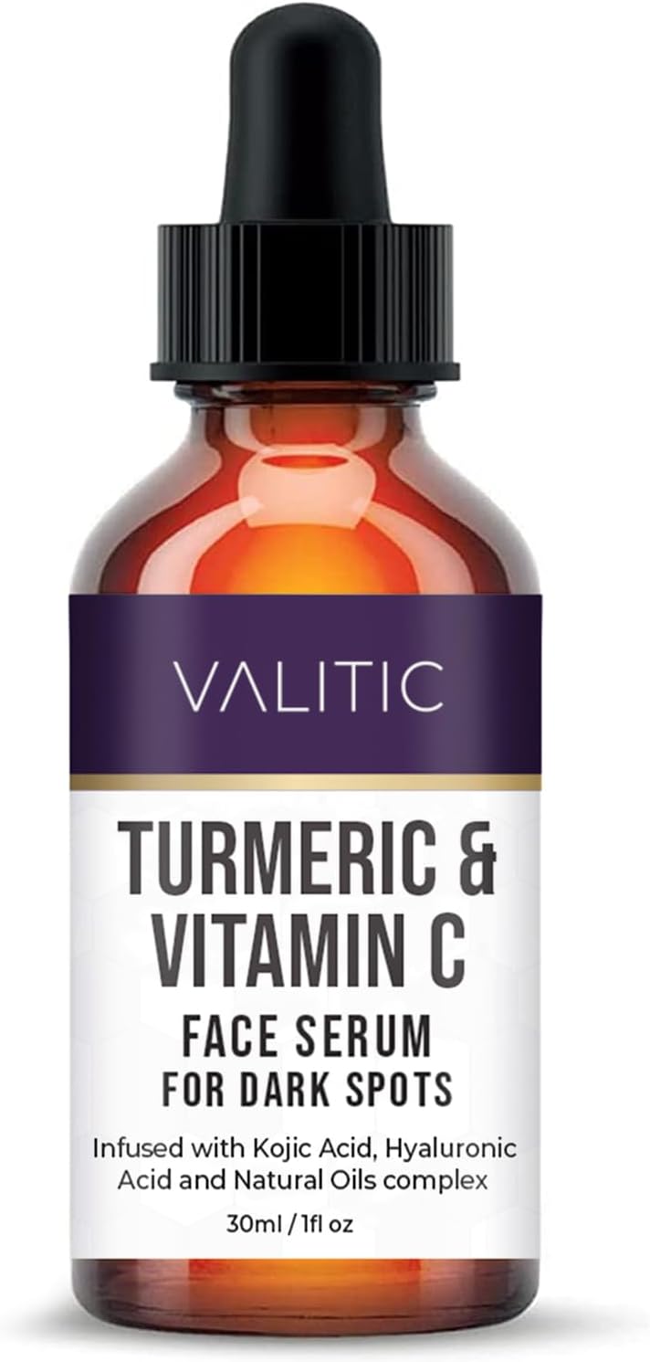 VALITIC Vitamin C Face Serum for Anti Aging - Hyaluronic Acid, Collagen, Kojic Acid, Turmeric Oil Dark Spot Remover Brightening Serum Eyes and Facial Serum Skin Care 1 fl oz