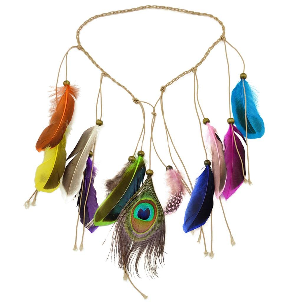 CALANDIS Boho Women Indian Festival Feather Tassel Headband Hair Band Hippie Headdress Tribal Hair Rope (B0CJ9S6L7X) Amazon Price History, Amazon Price Tracker