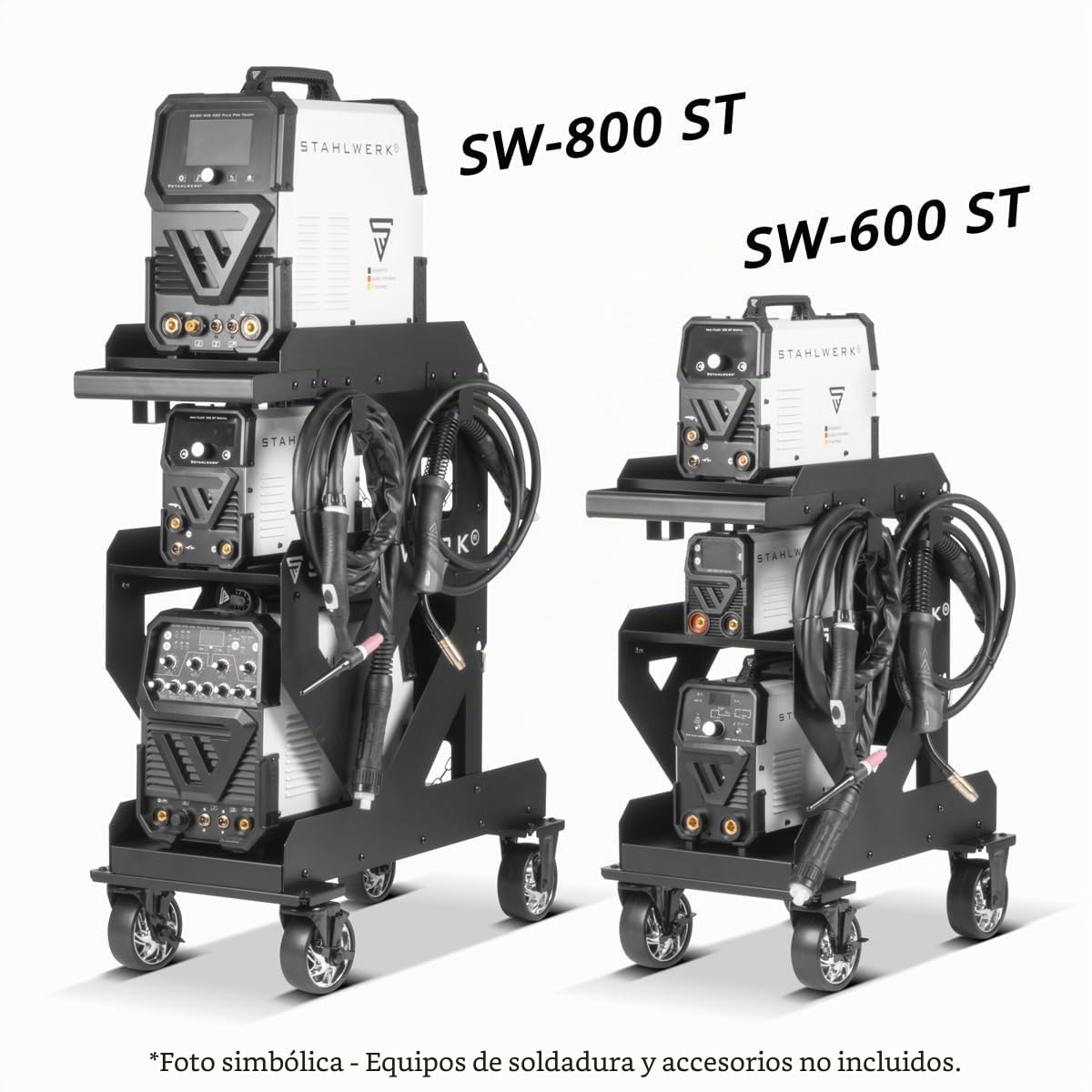 STAHLWERK carro de soldadura para máquinas de soldadura 1,5 mm espesor de material, cortadora de plasma y accesorios, soporte para mangueras y cable incluido