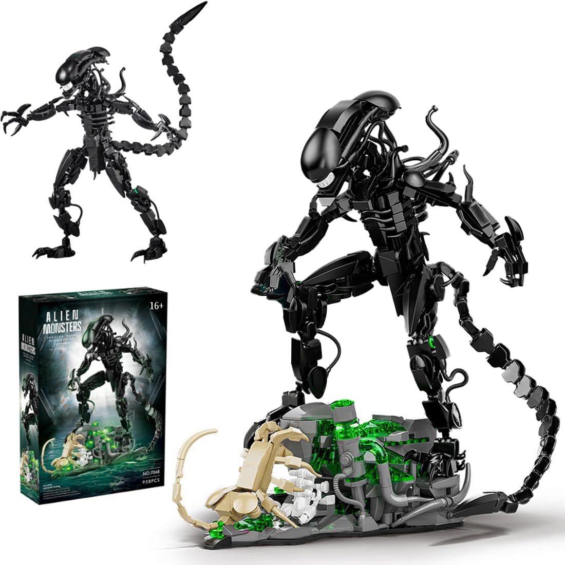 Juego de bloques de construcción Xenomorph, 958 + bloques de sujeción, monstruos extraterrestres, juego de construcción Xenomorph Alien Monsters, juguete de construcción compatible con
