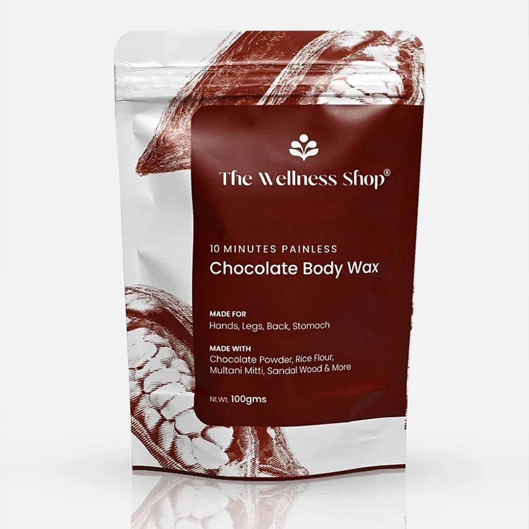 The Wellness Shop Women - Chocolate Full Body Wax | Hair Removal Powder For Leg,10 Minute Painless Herbal Hair Removal Waxing Powder, Easy To Use At Home,Salon Like Results, Effective Hair Removal (100G)