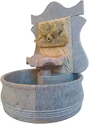 Fonte Água Bebedouro Pet Pedra Sabão Anjo Cascata 2 Quedas (Natural)