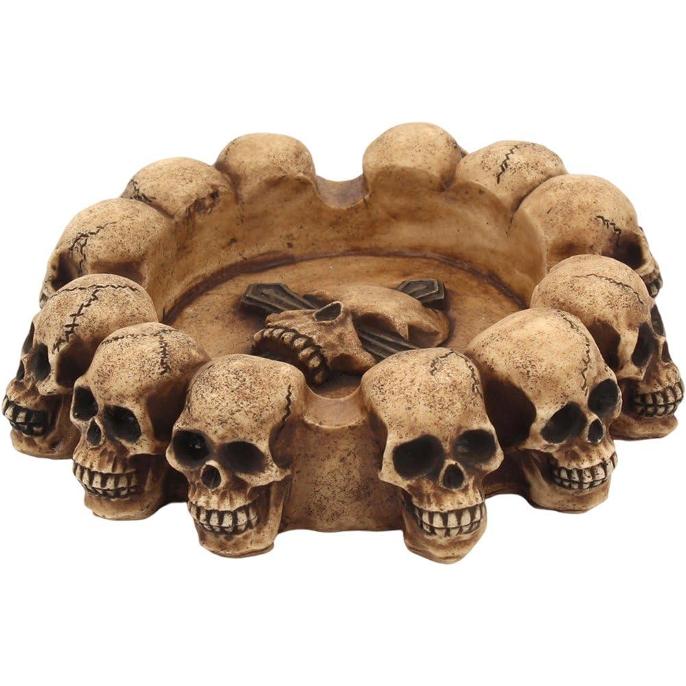 Hrippy Gotycka popielniczka w kształcie czaszki wielogłowicowa, kształt czaszki, dekoracyjna popielniczka na stół na Halloween, dekoracja domu, na imprezę