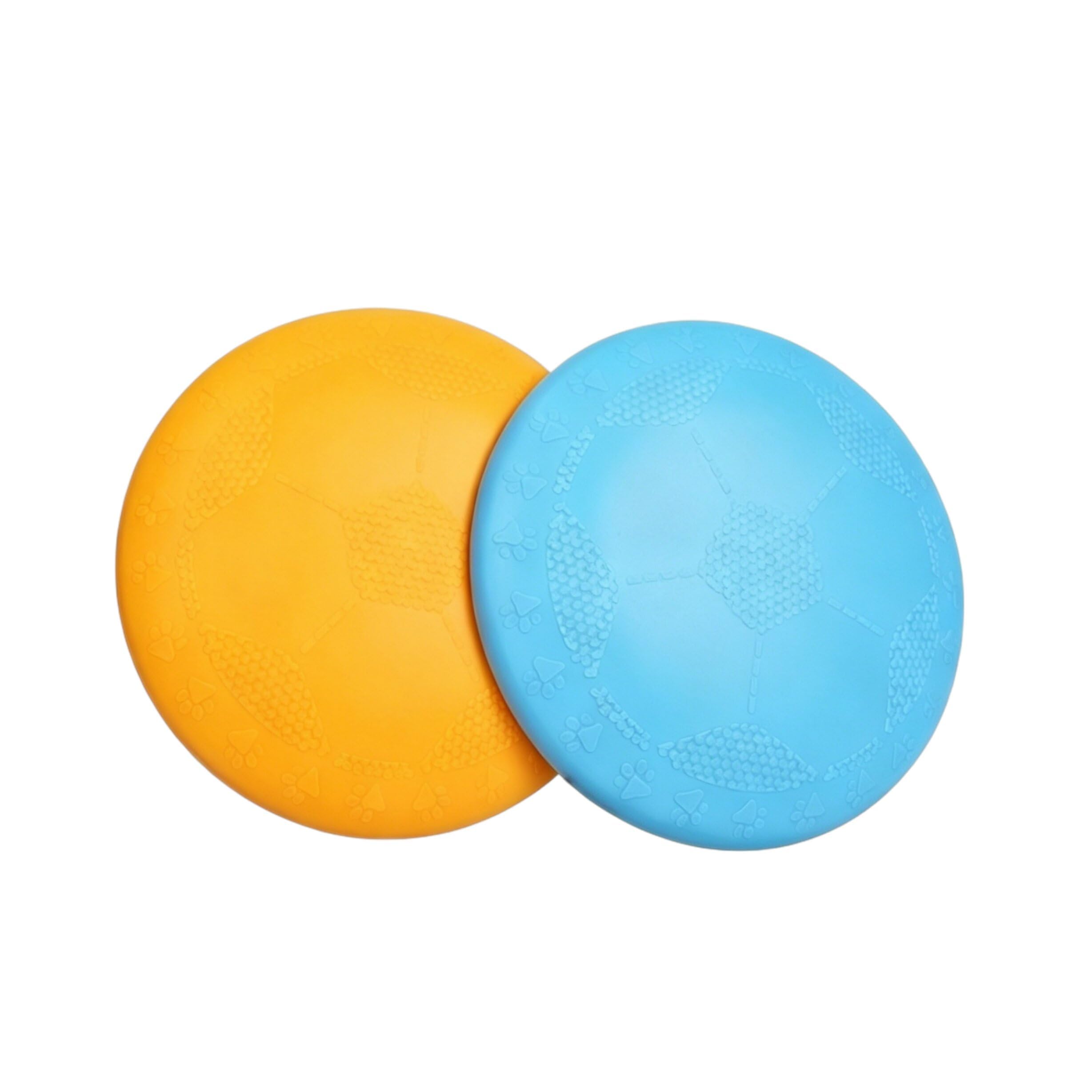 Sinaya 2 Pack Dog Flying Disc 7 Inch, Natural Rubber Floating Dog Frisbee, Interactive Chew Toy & Portable Food Water Bowl for Medium Large Dogs, Outdoor Beach Pool Training Fetch Play