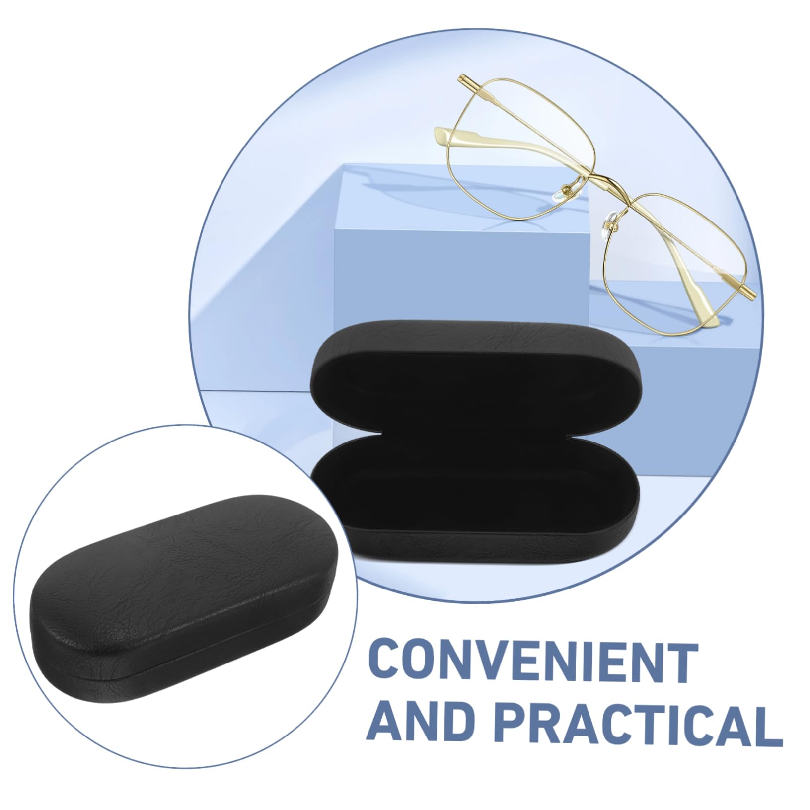Healeved estuche para gafas de sol conformado duro estuche rígido para gafas de sol organizador caso delgado bolsa estuche para anteojos estuche de anteojos cuero pu Black