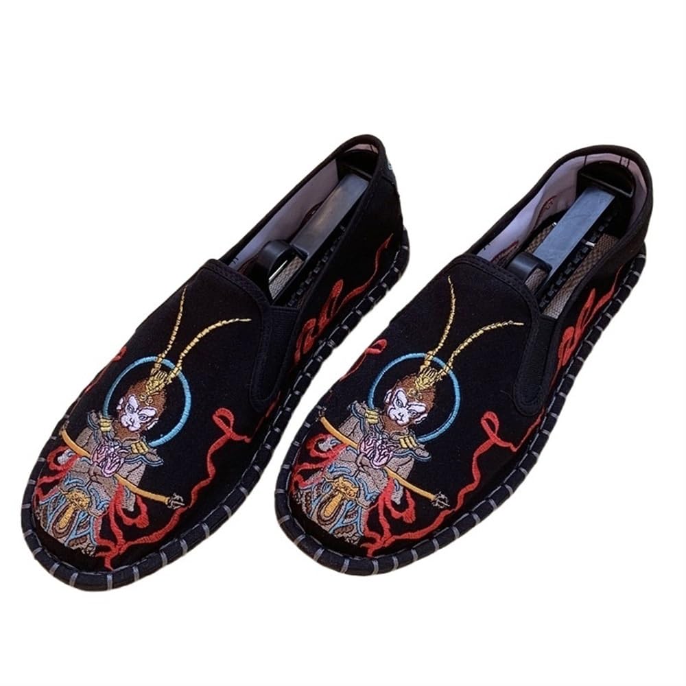 Scarpe Ricamate Scarpe Cinesi Kung Fu Tai Chi Scarpe Unisex Tradizionali Cinesi Della Vecchia Pechino Antiscivolo Traspirante Abbigliamento Quotidiano Slip On Scarpe Per Coppie ( Color : Black-01 , Si