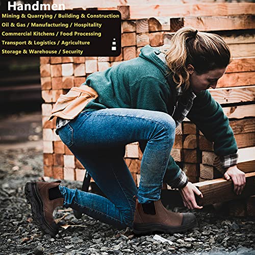 Handmen Work Boots For Men, Steel Toe Waterproof Working Boots, Slip Resistant Slip-On Safety Static Dissipative Working Shoes (Cf822D, 11) #TOP2