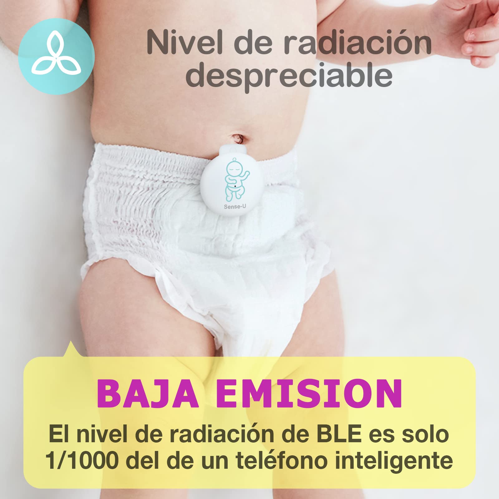 Sense-U Sensores de Monitor de bebé 3: realiza un Seguimiento del Movimiento Abdominal, la sensación de Temperatura, el Giro y la posición para Dormir de su bebé en los teléfonos Inteligentes(Rosa)