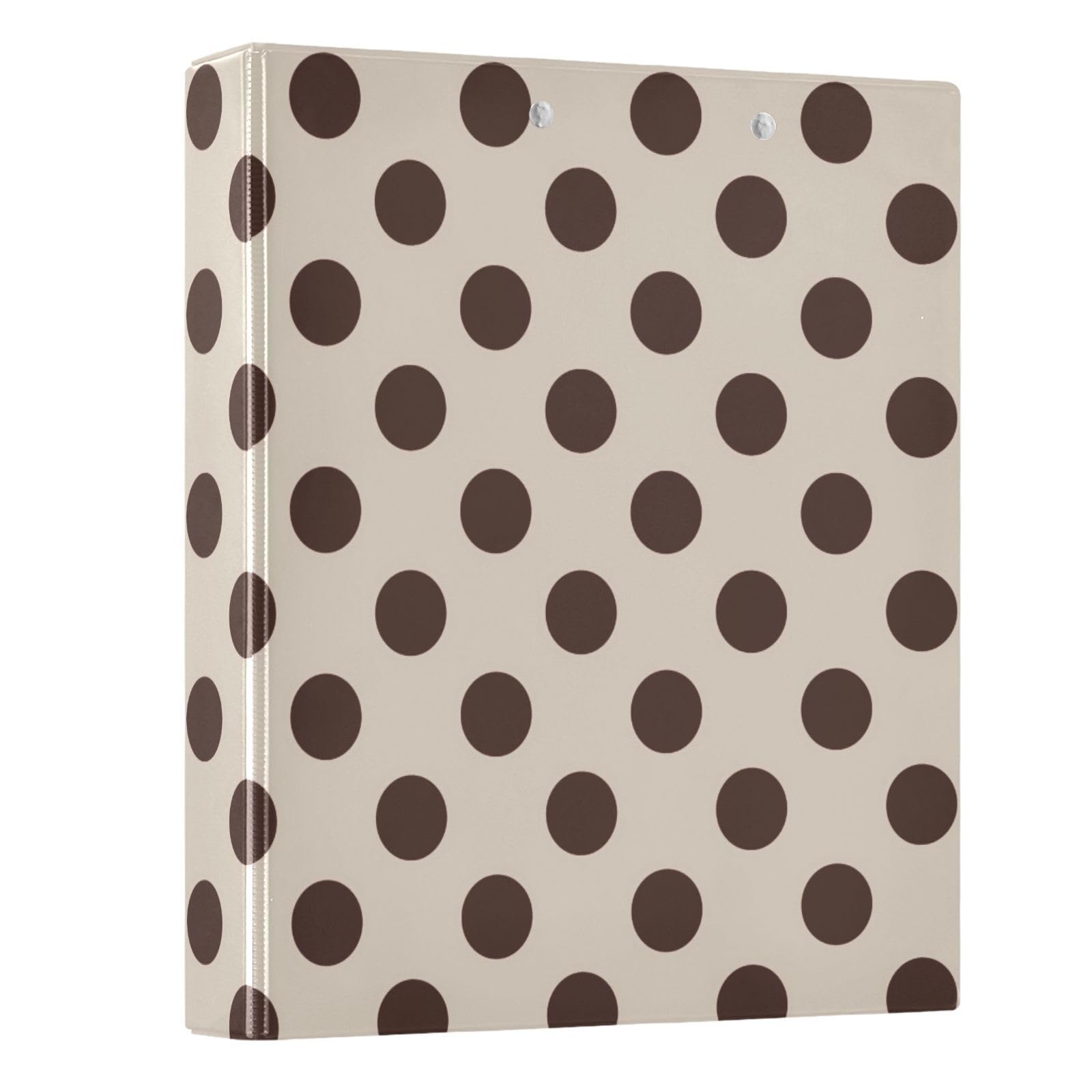 Classeur à 3 anneaux marron à pois de 3,8 cm, classeurs à trois anneaux avec porte-bloc pour papier de 21,6 x 27,9 cm, 3 poches intérieures transparentes en PVC pour fournitures de bureau