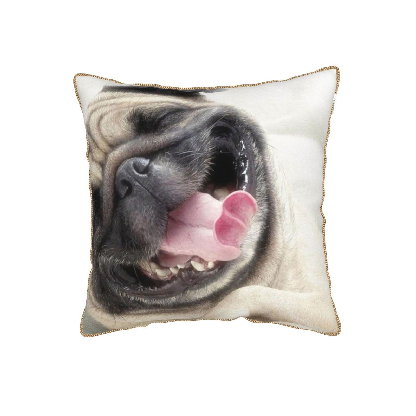 Amazon.co.jp: 笑うパグ犬 クッションカバー 18