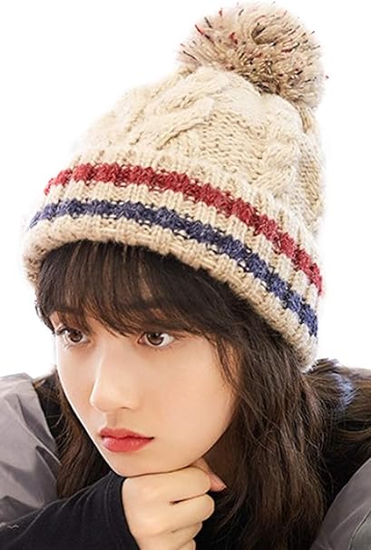 Amazon | [ROXY BLUE] ニット帽 ボンボン ポンポン レディース