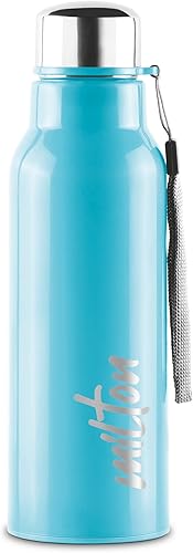 Milton Steel Fit 600 - Botella de agua interior aislada de acero inoxidable, 1 pieza, 17.6 fl oz, azul claro, fácil agarre, a prueba de fugas,