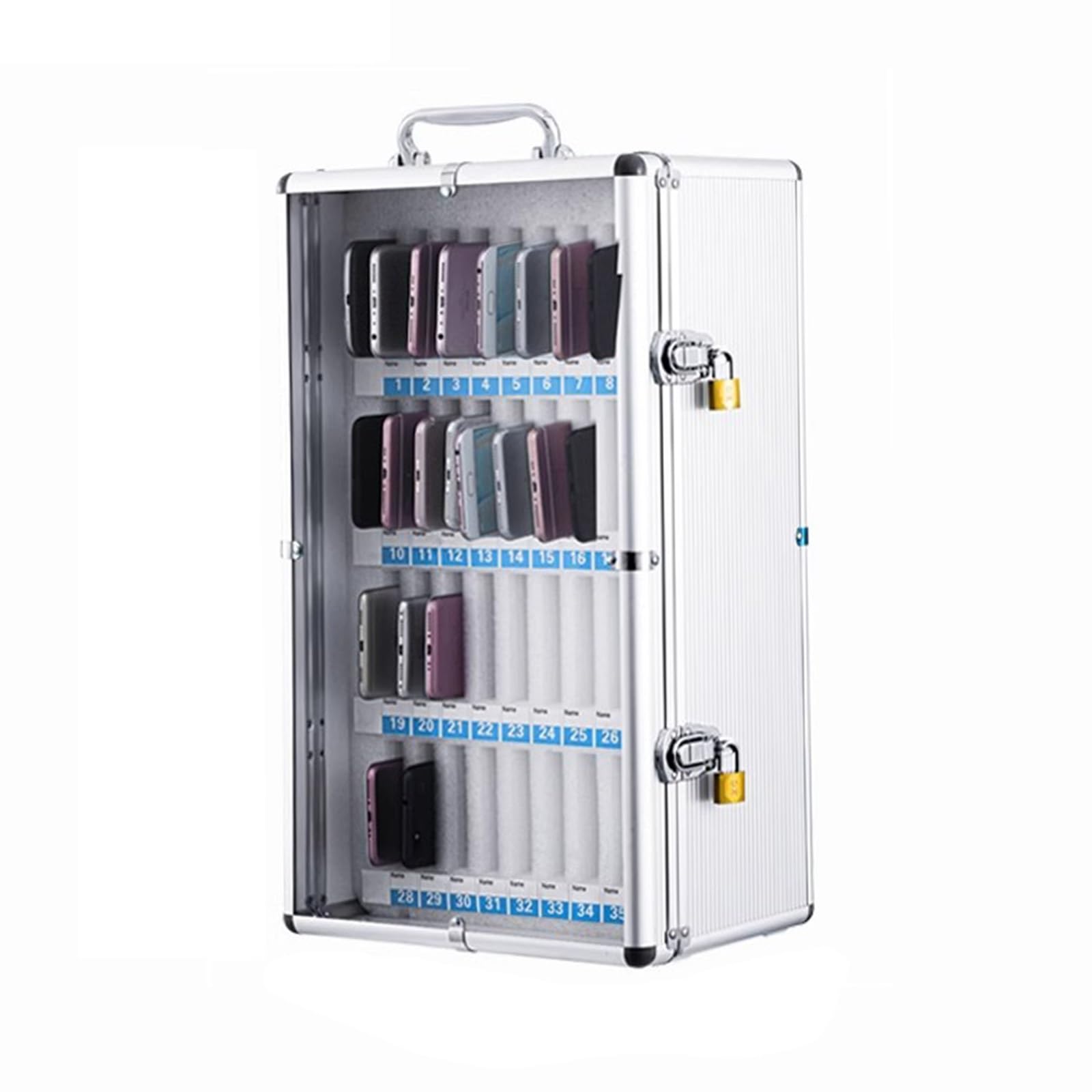 Secure Cell Phone Locker with Silent Switch and Independent Padlock Design Ideal for Company Meeting Rooms and Schools 31 * 20 * 53cm