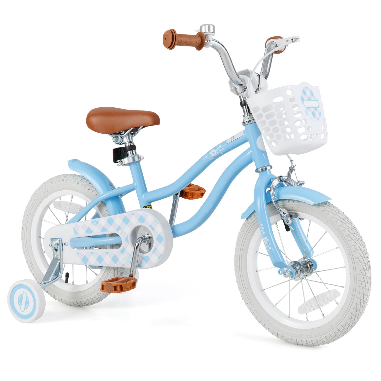 BABY JOY Kids Bike, 12 14 16 18 20 Inch Boys Girls Bike w/Adjustable Seat, Removable Basket, Handbrake & Coaster Brake, Training Wheels or Kickstand,