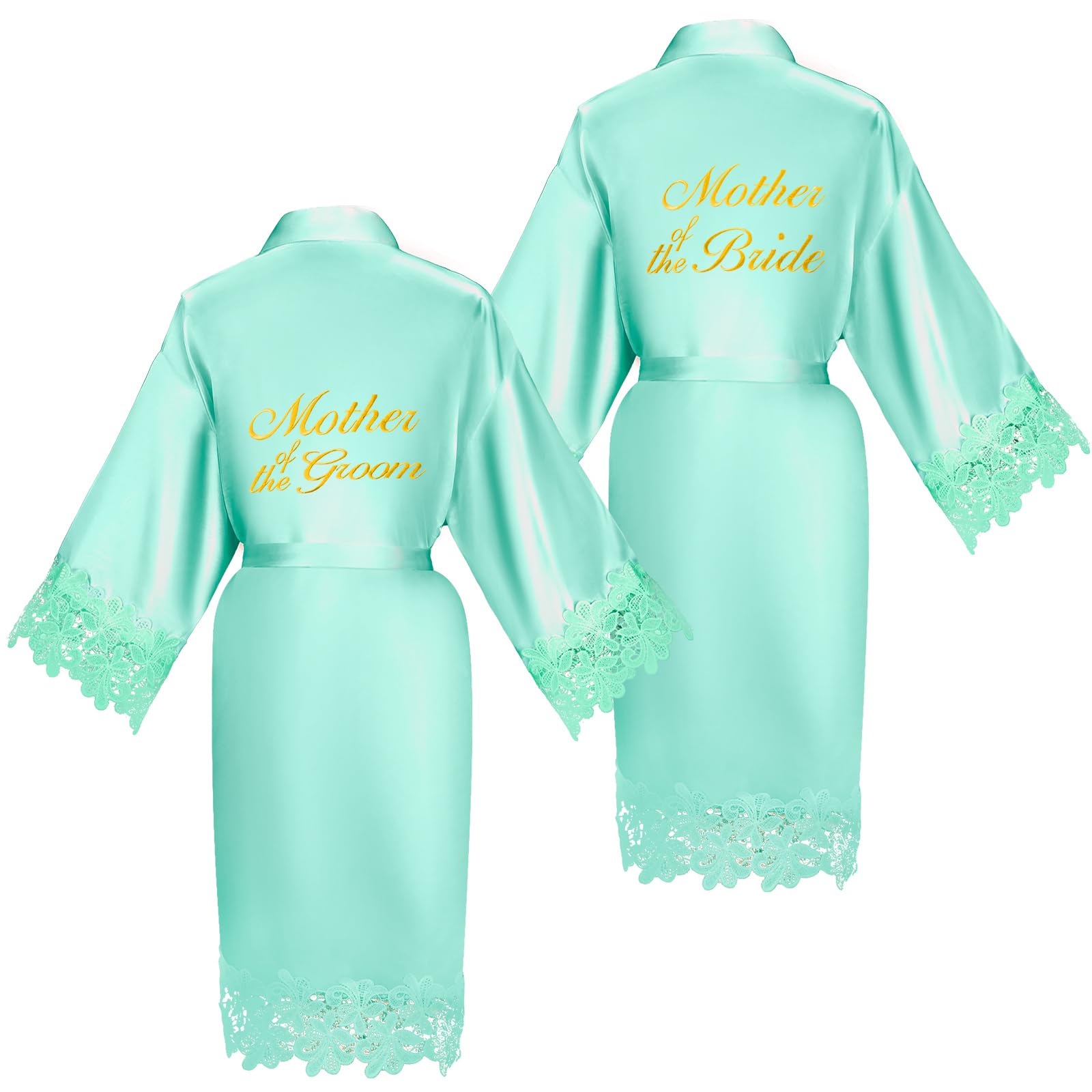 Coume 2 Pcs Women Bridal Robe for Mother of the Bride Groom Satin Robes for Wedding Party Getting Ready Sleepwear Kimono