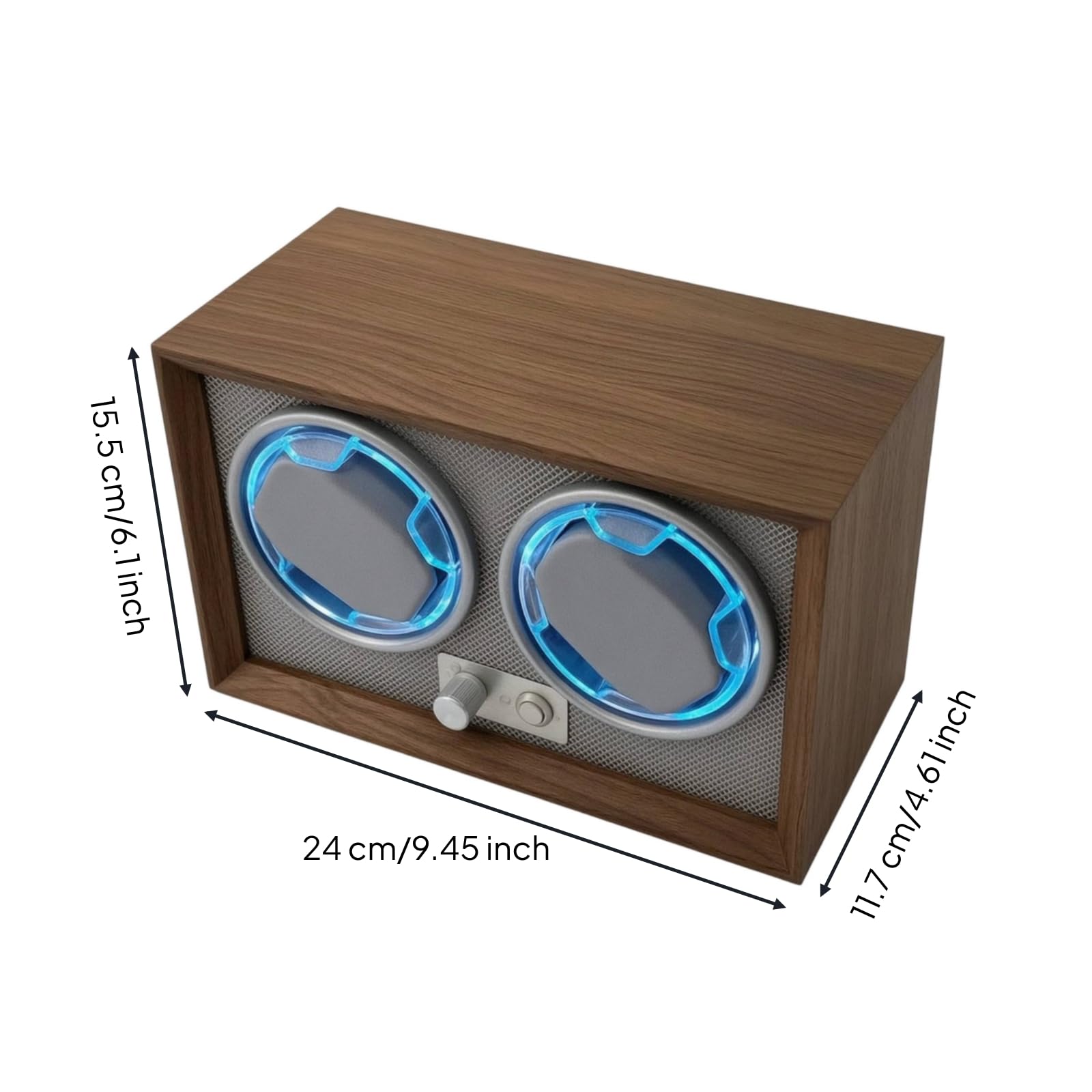 Caricatore Automatico Orologi Avvolgitore Doppia Sede Scatola Espositore con Venatura Legno MDF Supporti Morbidi in Memory Foam Motore Silenzioso, style to 1
