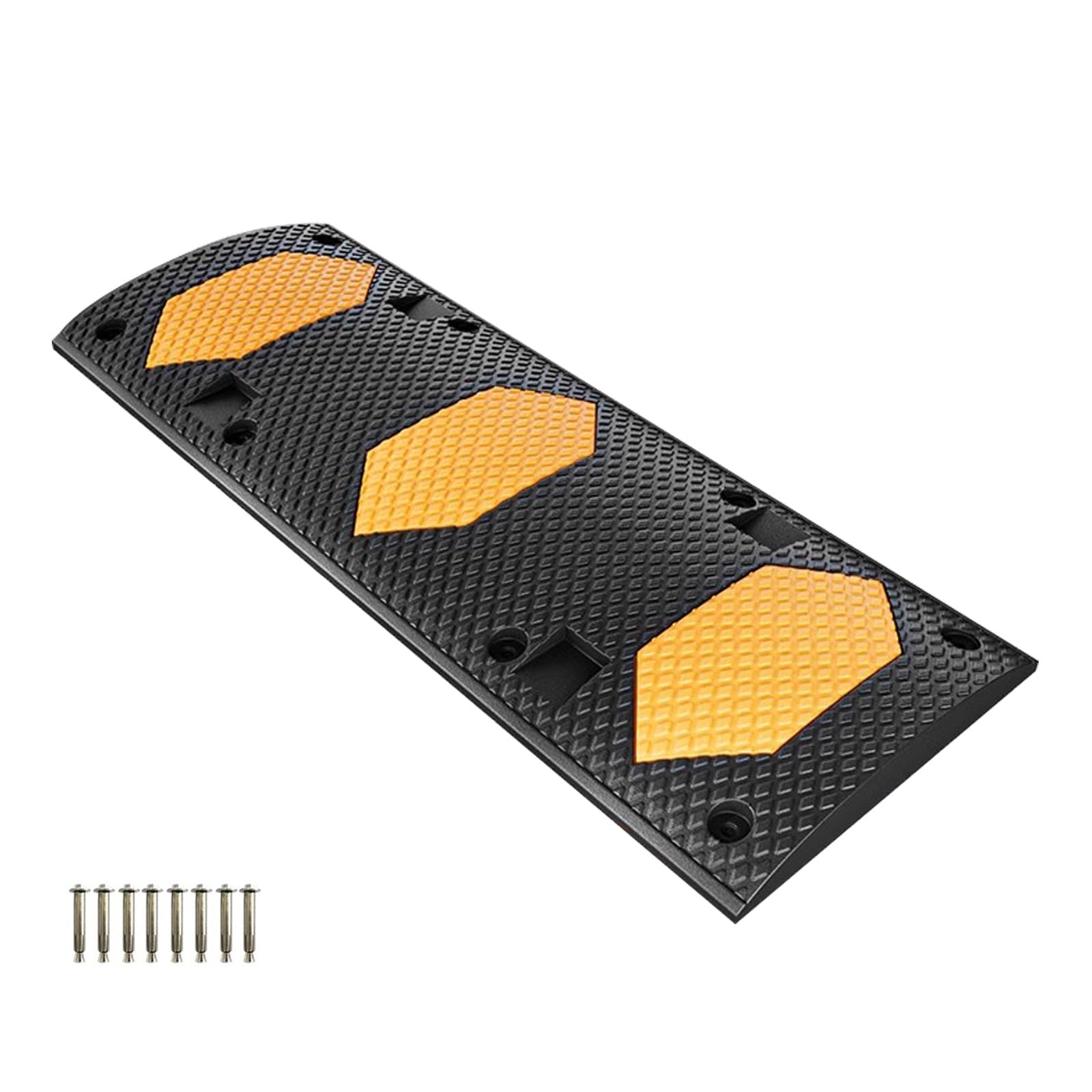 HTTGDGDH 39In Rubber Speed Bumps, Speed Bumps For Road, Car Ramps, Load Capacity 20 Tons/44,000 Lbs, With 8 Bolts, Suitable For Residential, Commercial Entrances And Various Roads,