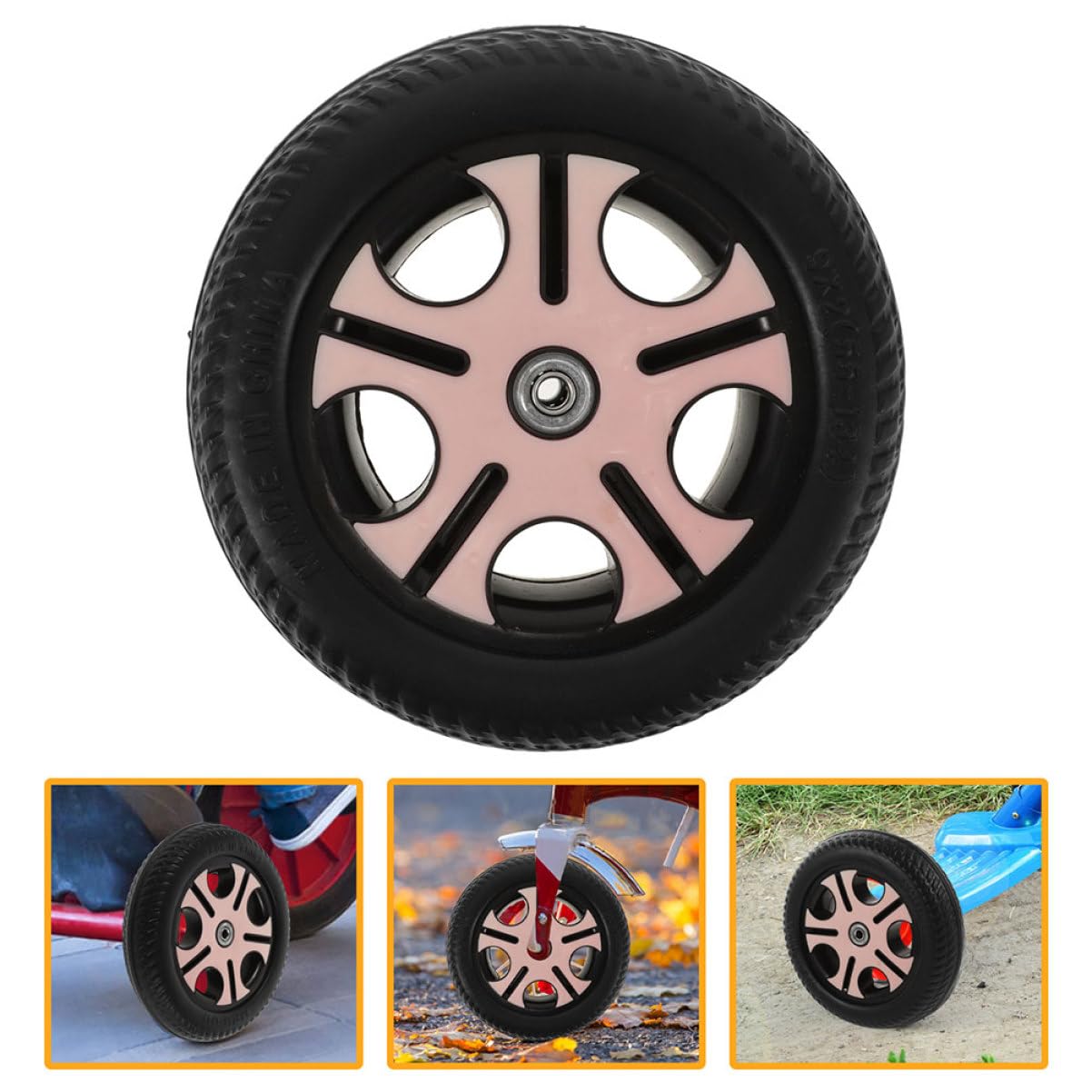 HEMOTON 2pezzi Ruote di Ricambio per Triciclo Bambini e Scooter Foro da 0,8cm, in Plastico Leggero e Resistente All'usura, Facili da Installare per Bambini