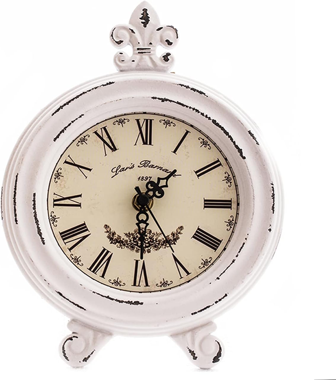 Aoipend Vintage Farmhouse Table Clock White Rustic Small Clock Battery
