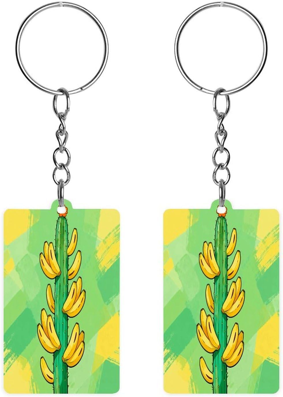 Banana Cactus Keychain Cute Key Chain Double-Sided Key Ring Popularity Key Fob Small Frame Keychains Lightweight Diy Key Holder Craft Supplies Key Charm For Personalized Gifts