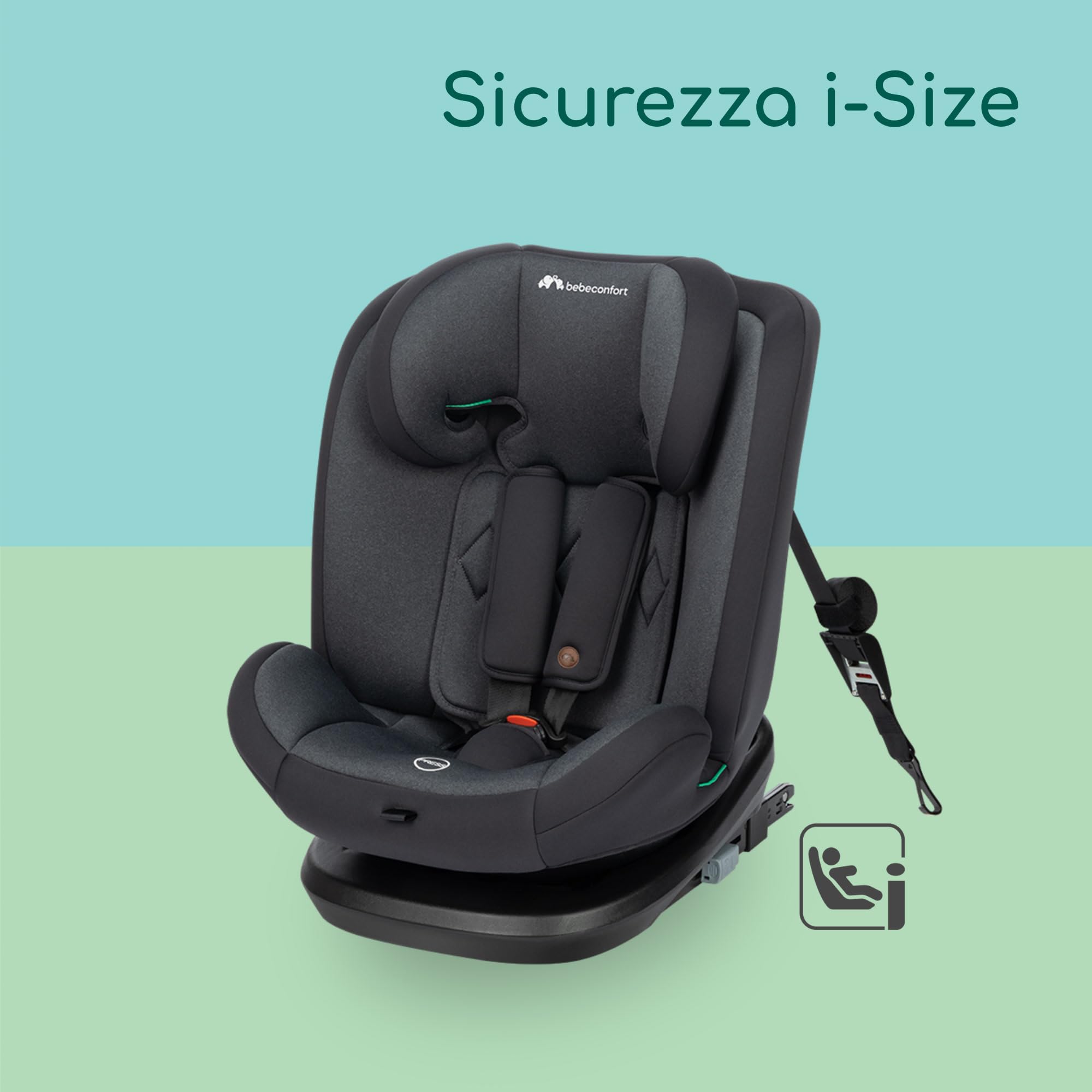 Bebeconfort Ever Fix i-Size Seggiolino Auto 15-36 kg Isofix Gruppo 123 per Bambini dai 15 Mesi ai 12 Anni, Reclinabile 4 posizioni, Protezioni laterali, Tinted Black