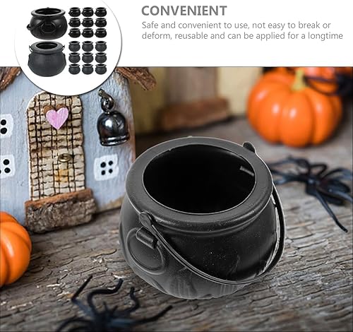 Miniatura 4 de LUOZZY 24pcs mini caldero de caramelo caldero Halloween caramelo cubo con mango decoración de fiesta de Halloween