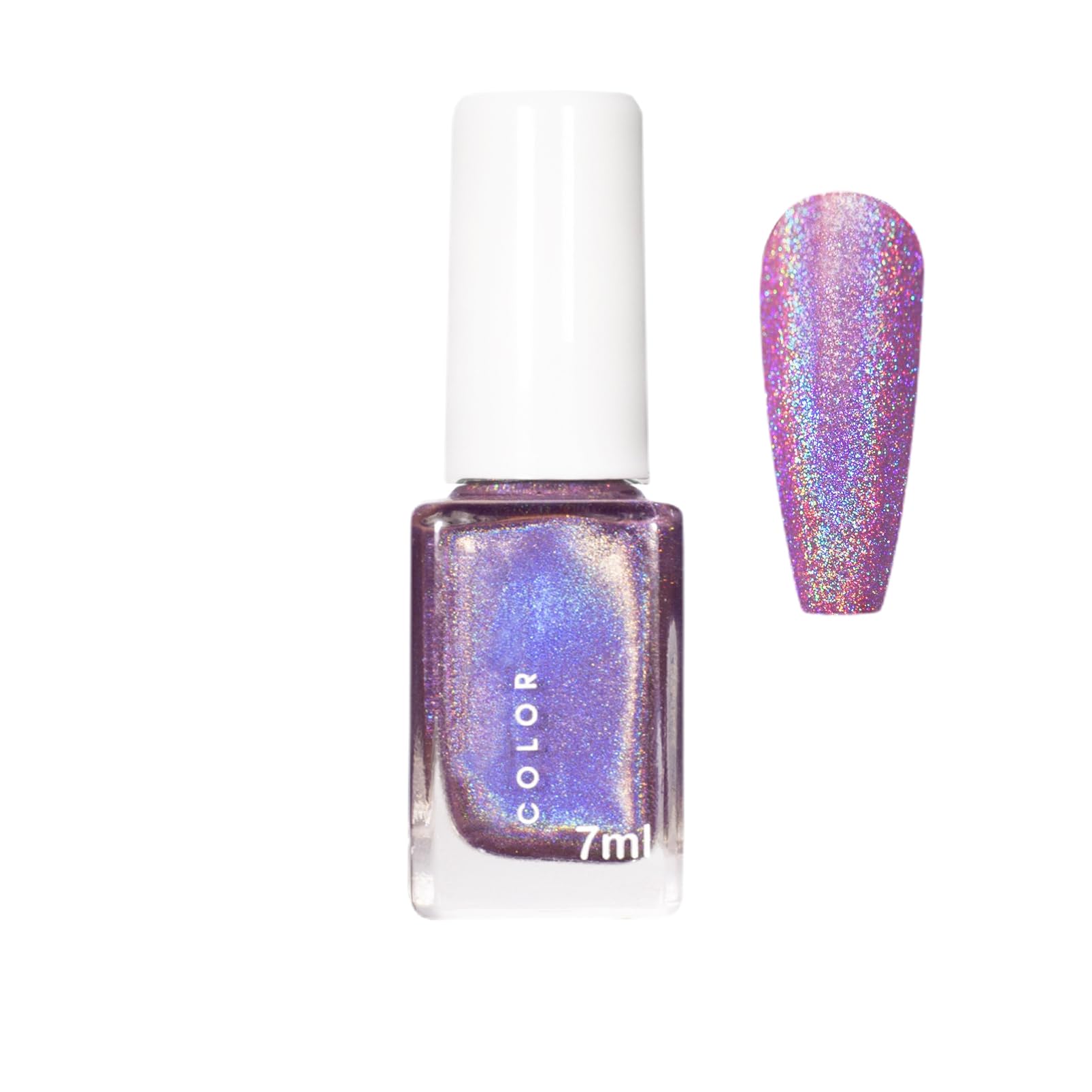 Holographic Nail Polish - Purple Glitter Nail Polish - Quick Drying & High Glossy - Shimmering Nail Varnish for DIY Nail Art Manicure at Home - No UV Need (Purple)