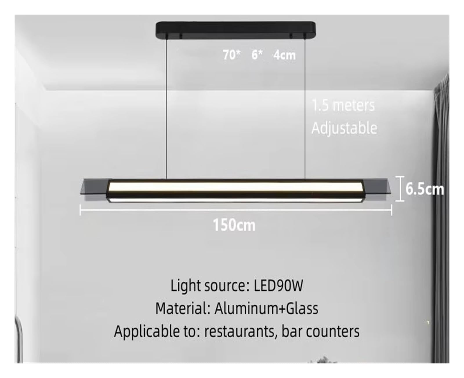 LXMQEF Lampadario a LED per Ristorante in Vetro Creativo Lampada da scrivania Moderna e Minimalista per Protezione degli Occhi, Tavolo da Pranzo Lungo, Isola