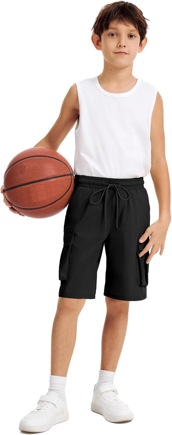 Boys Cargo Shorts Quick Dry Athletic Running Shorts Water Resistant Hiking Shorts for Boy Size 7-14 Years - Image 4