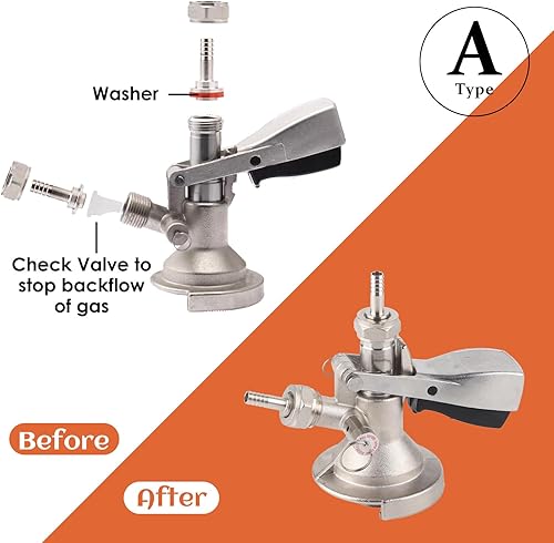 Vista 6 de Tissting Acoplador de barril G5/8 A tipo dispensador de grifo de cerveza de acero inoxidable con válvula de alivio de presión de seguridad