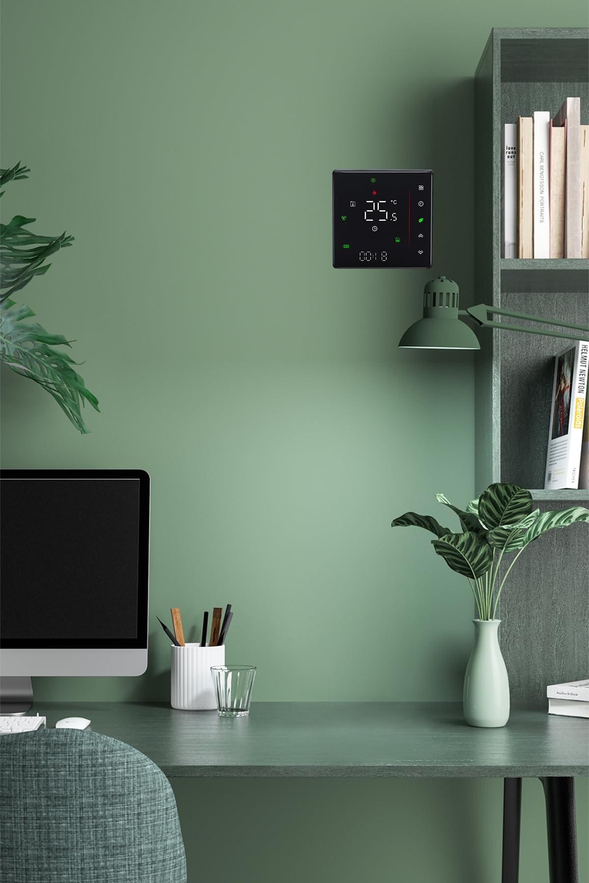 Smart Wifi Termostat kolorowy regulator temperatury z 4-rurowym ekranem LCD, współpracuje z Alexa Google Home, lampa matrycowa LED, ochrona oczu, 95 ~ 240 V AC