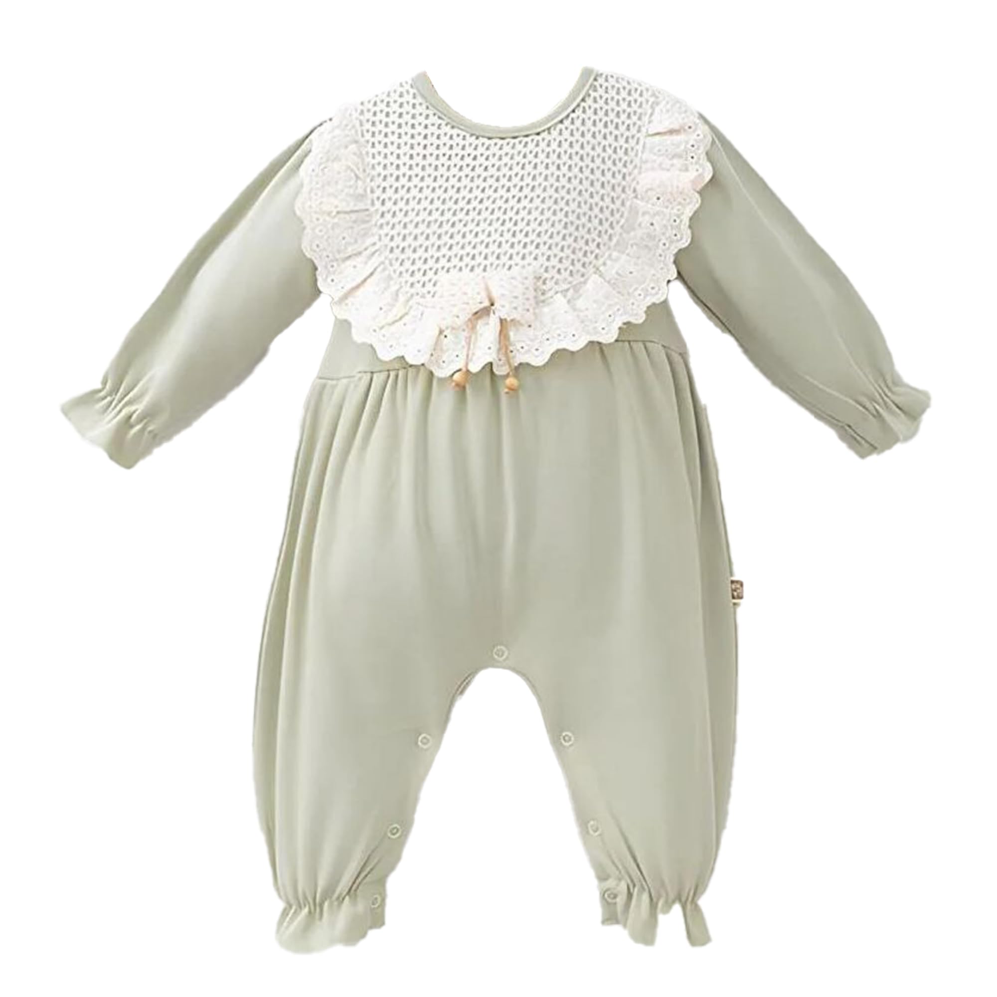 rise&RabaBaby Onesie Clothes | 100% Cotton Baby Girls Onesies with Button and Lace Collar Detail Newborn Baby Onesies | Footed Pajamas